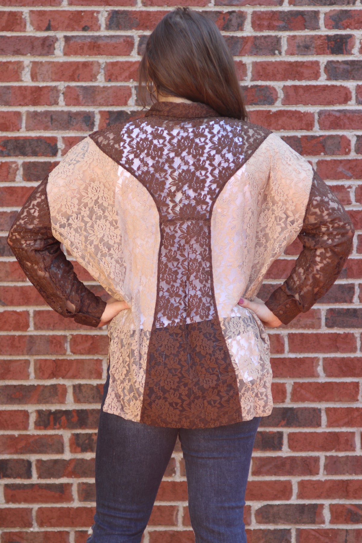 Elena Lace Button-Down Top