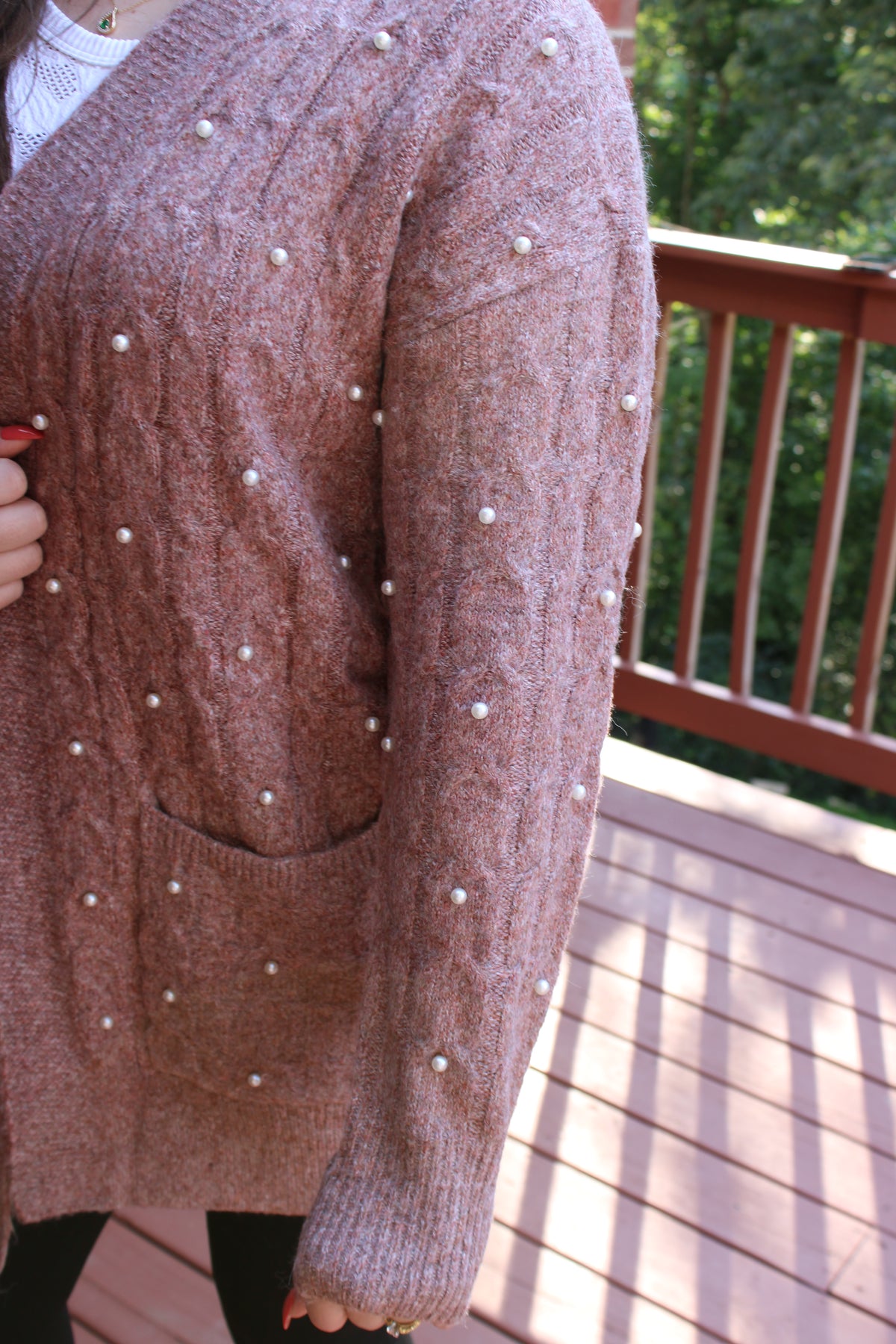 Maribella Open Front Pearl Cardigan
